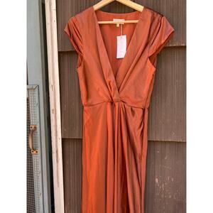 NWT Billy J Women's Size 12 Thelma Rust Satin Maxi Formal Dress